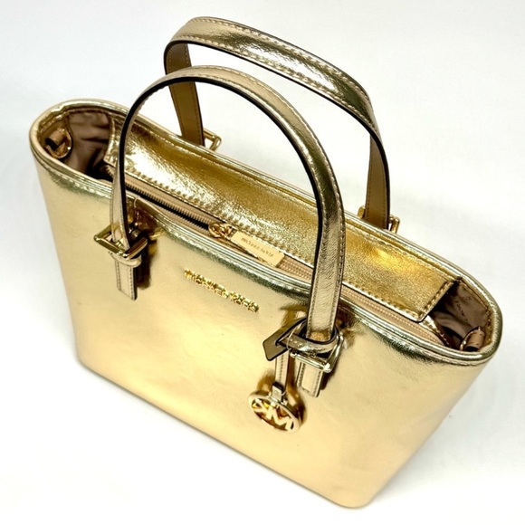 Michael Kors XS Jet Set Travel Top Zip Tote Bag Pale Gold - Picture 6 of 9